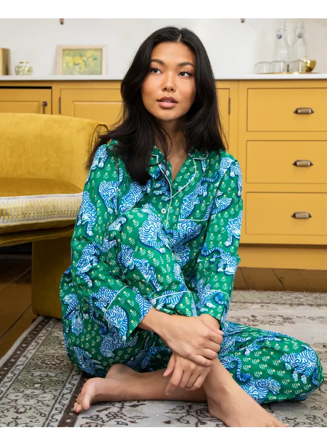Tiger Queen Long PJ Set Jade