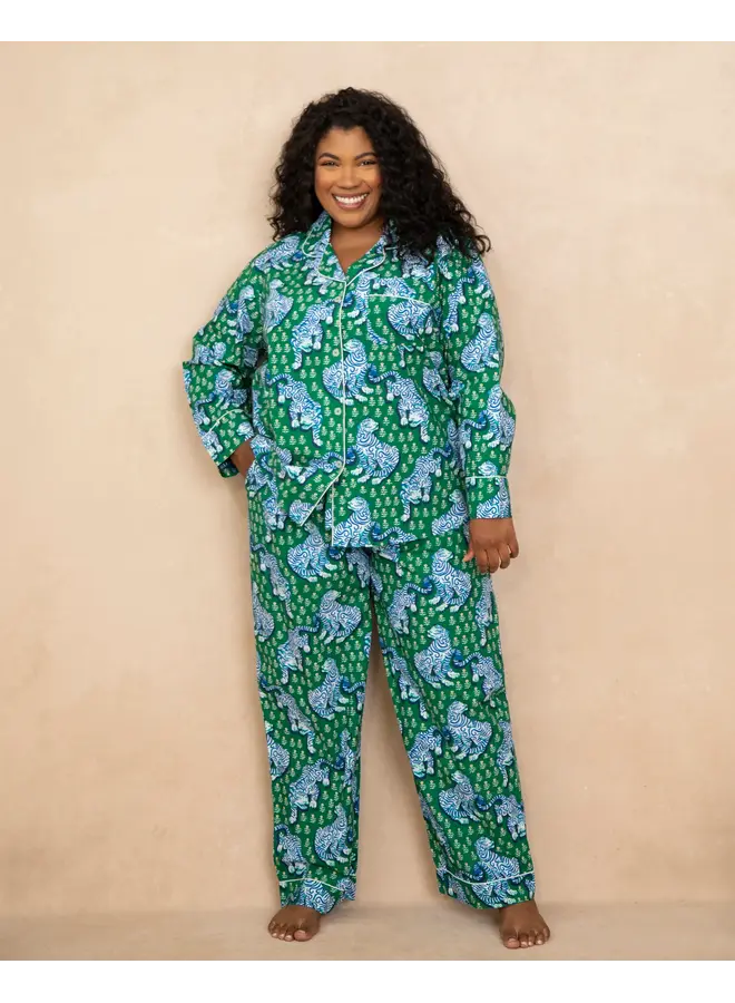 Tiger Queen Long PJ Set Jade