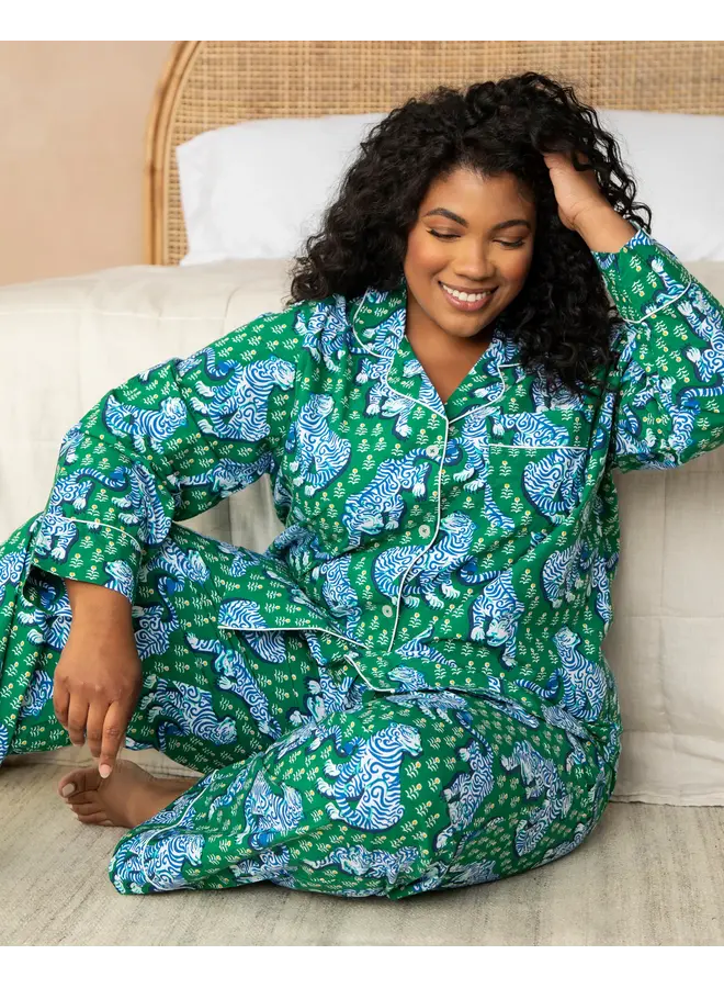 Tiger Queen Long PJ Set Jade