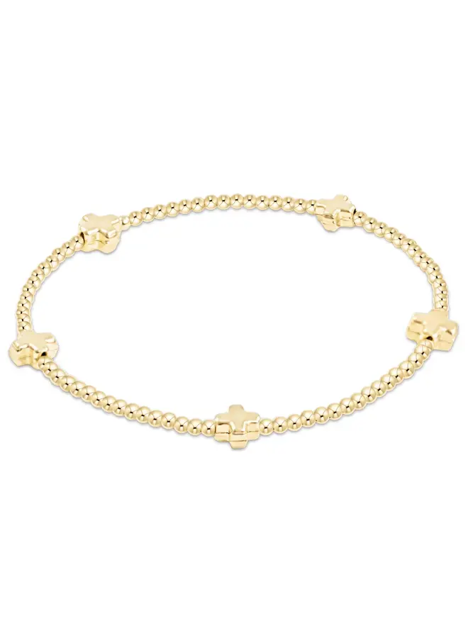 Signature Cross Small 2mm Gold Bracelet - Gold