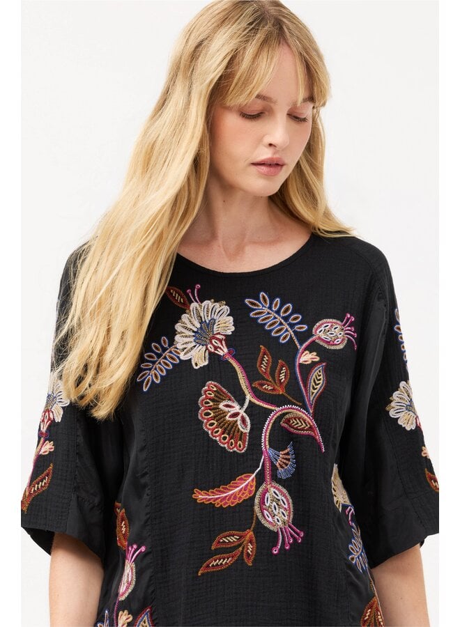 Mixed Media Dolman Blouse Gineva Black