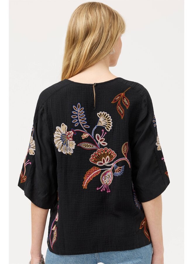 Mixed Media Dolman Blouse Gineva Black