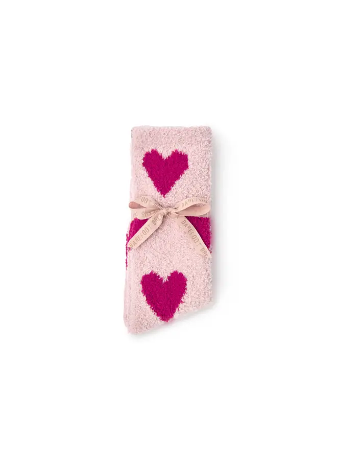 CozyChic Heart Print Socks Cherry