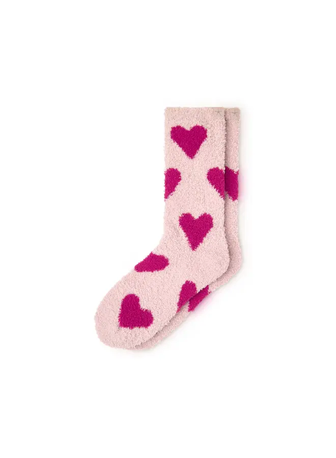 CozyChic Heart Print Socks Cherry