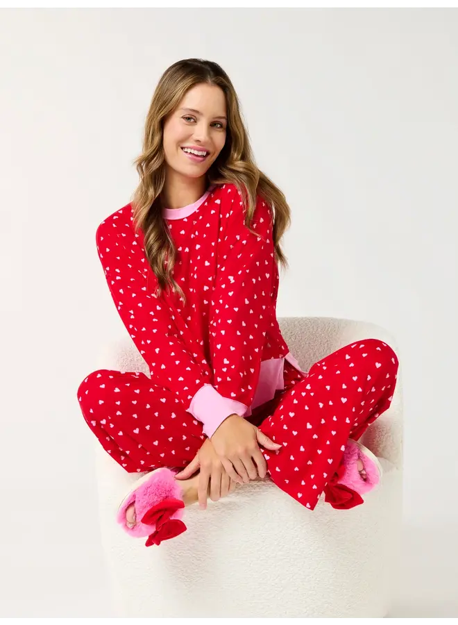 Mini Hearts Ultra Soft Jersey Knit PJ Set Red