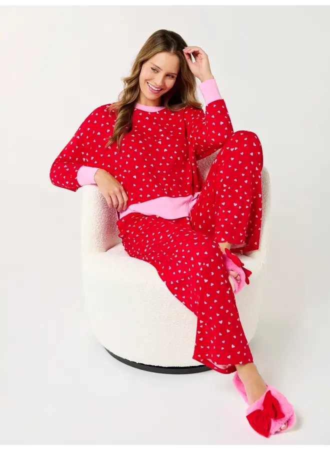 Mini Hearts Ultra Soft Jersey Knit PJ Set Red