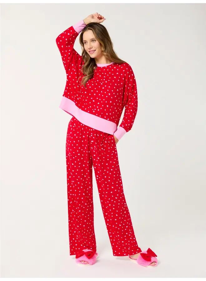 Mini Hearts Ultra Soft Jersey Knit PJ Set Red