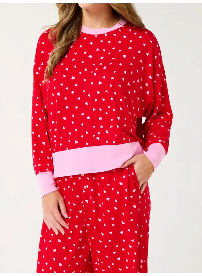 Mini Hearts Ultra Soft Jersey Knit PJ Set Red