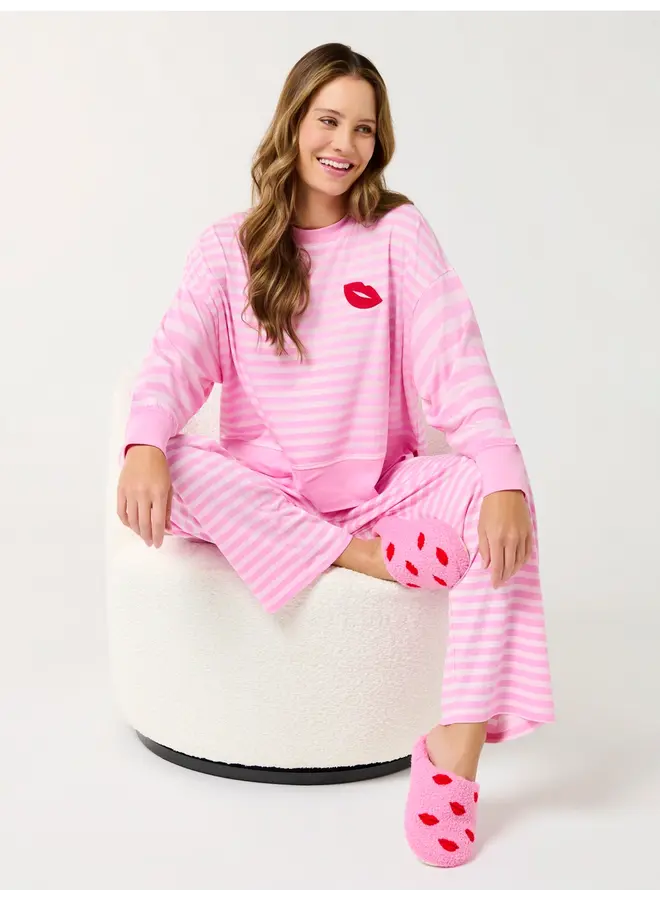 Stripe Ultra Soft Jersey Knit PJ Set Pink