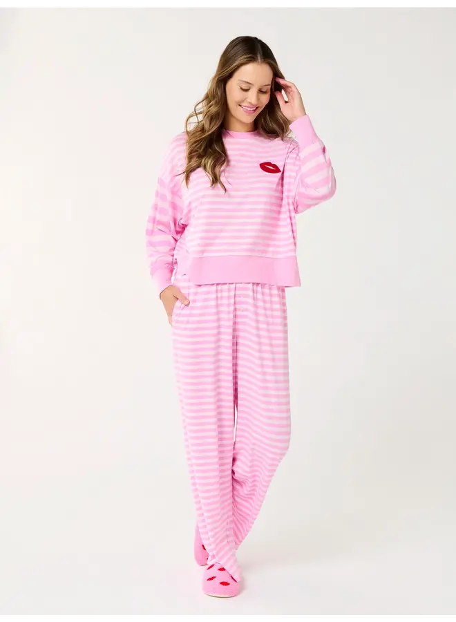 Stripe Ultra Soft Jersey Knit PJ Set Pink