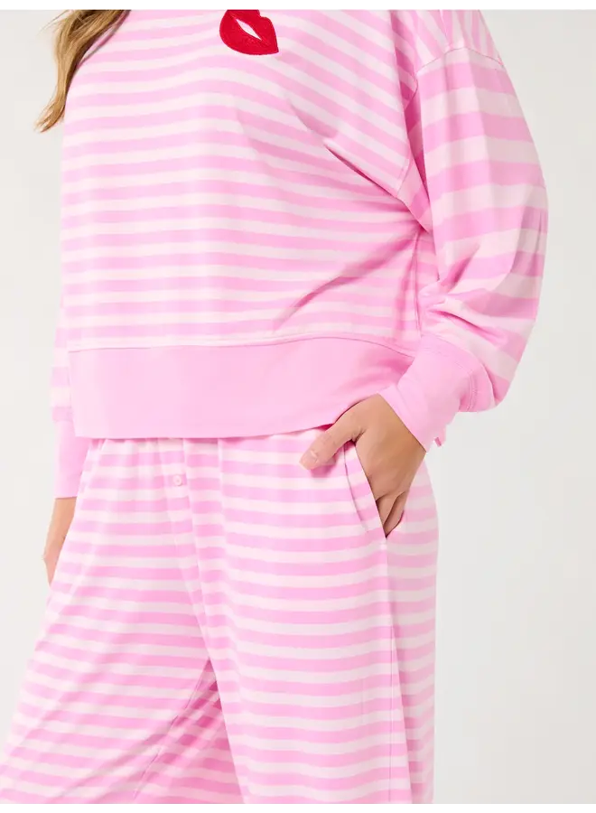 Stripe Ultra Soft Jersey Knit PJ Set Pink