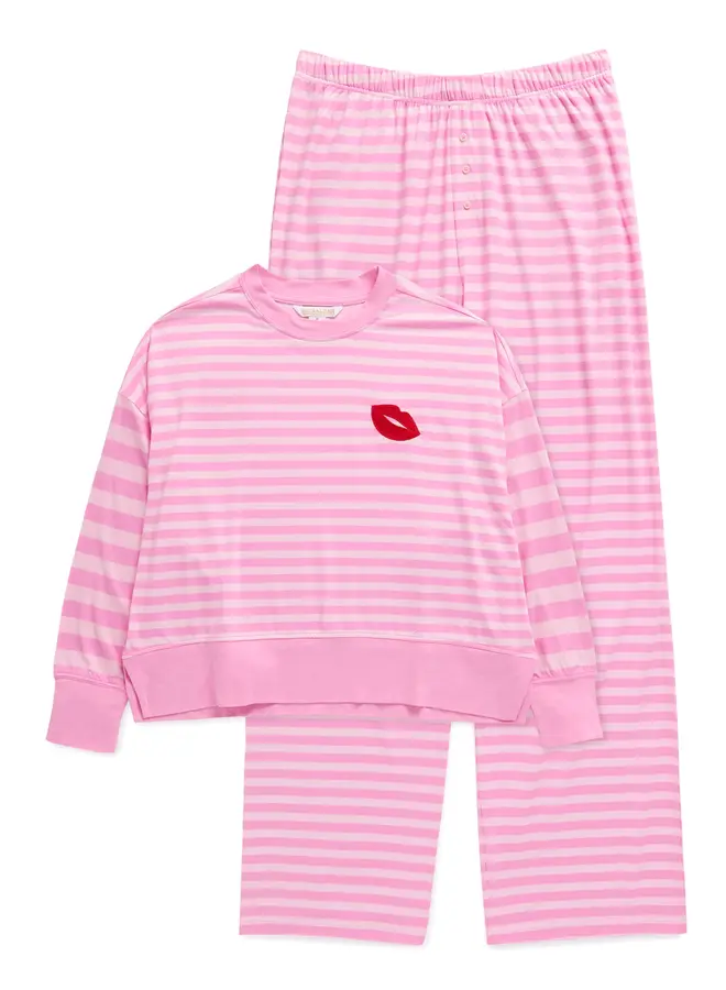 Stripe Ultra Soft Jersey Knit PJ Set Pink