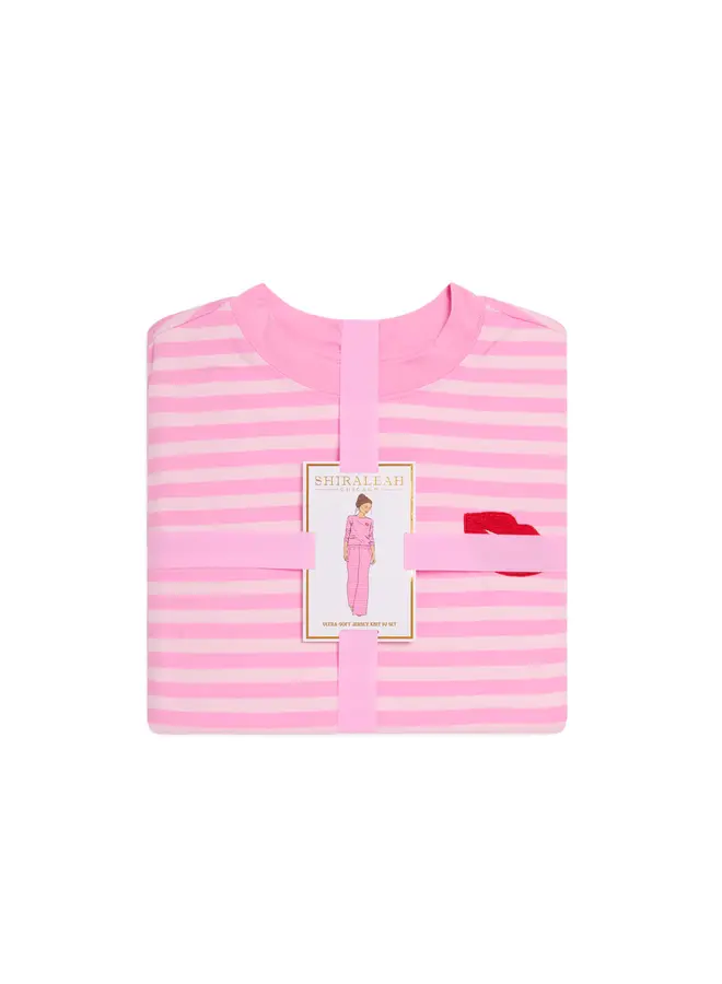 Stripe Ultra Soft Jersey Knit PJ Set Pink