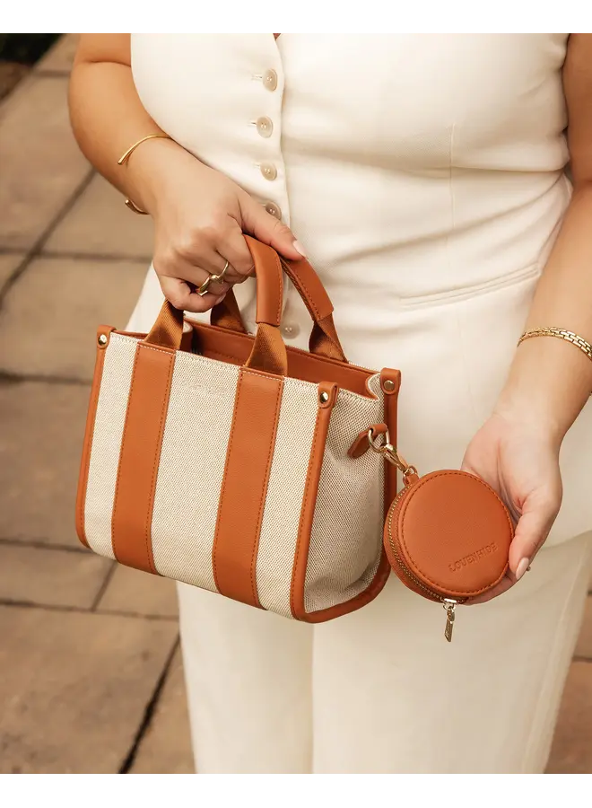 Mini Manhattan Tote Bag Natural Tan Canvas