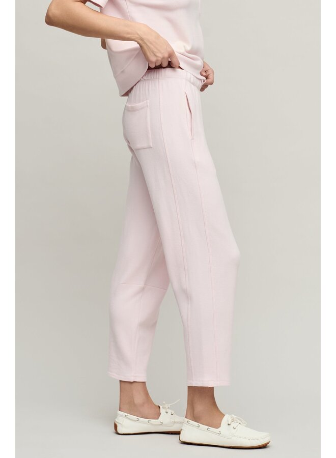 Brushed Fleece Seamed Ankle Pant Pink Sand