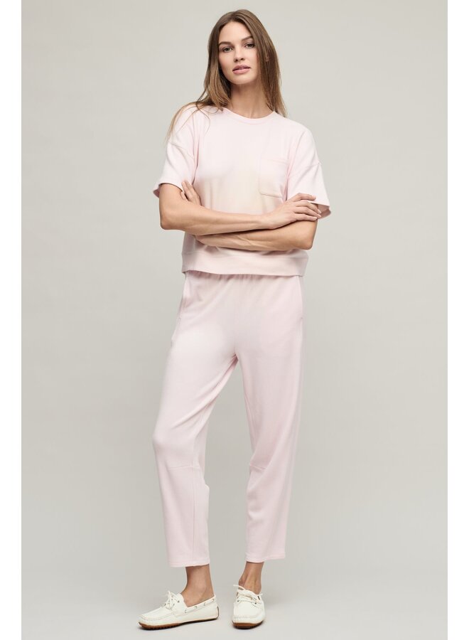 Brushed Fleece Seamed Ankle Pant Pink Sand