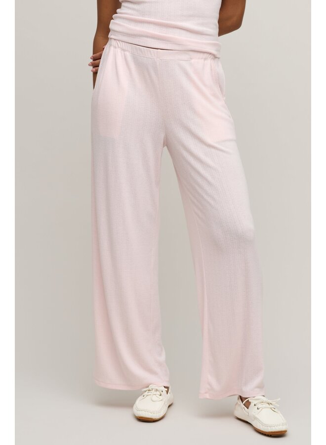 Pointelle Rib Pant with Scallop Trim Pink Sand