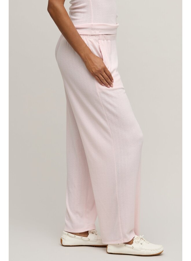 Pointelle Rib Pant with Scallop Trim Pink Sand