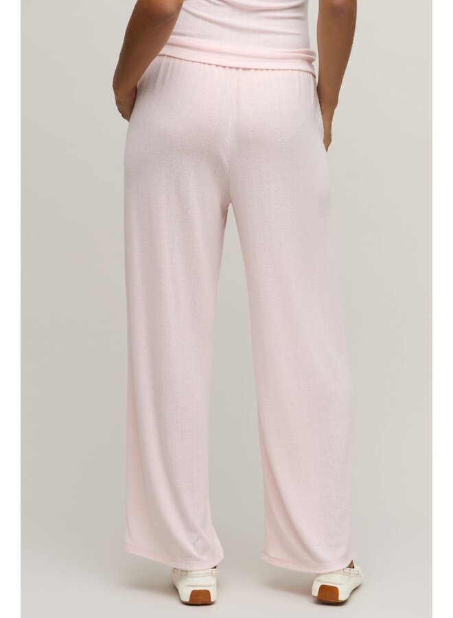 Pointelle Rib Pant with Scallop Trim Pink Sand