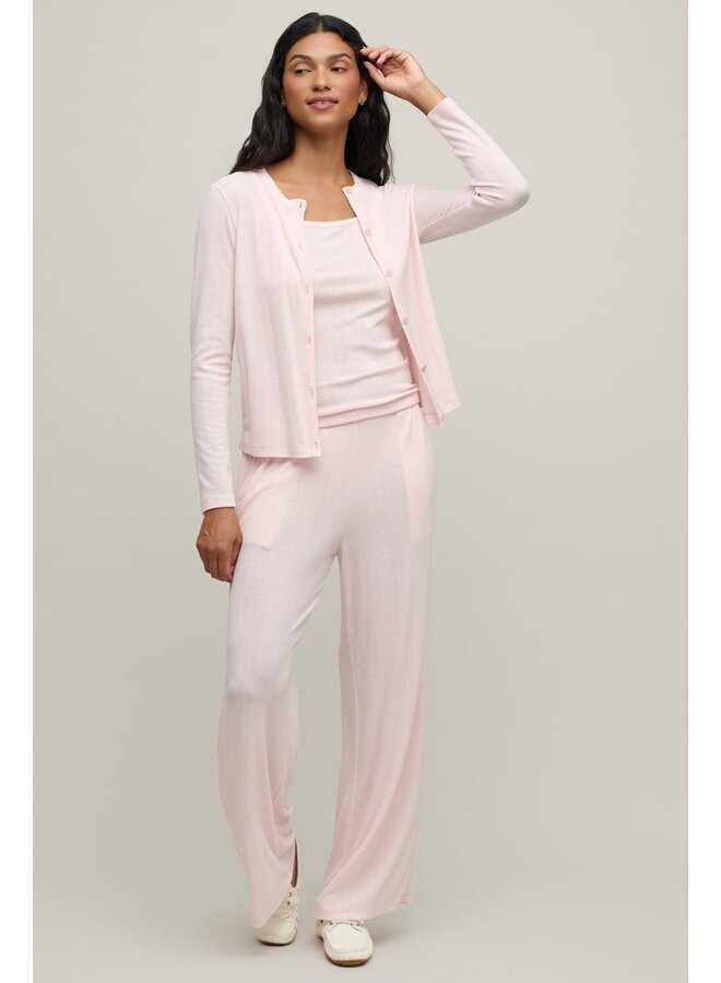 Pointelle Rib Pant with Scallop Trim Pink Sand
