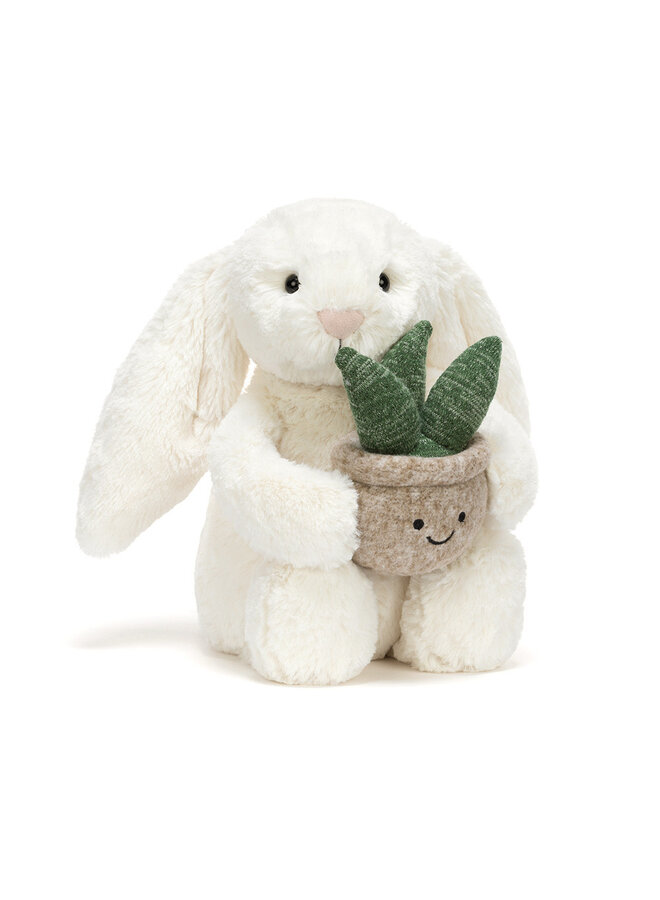 Cream Bunny with Plant