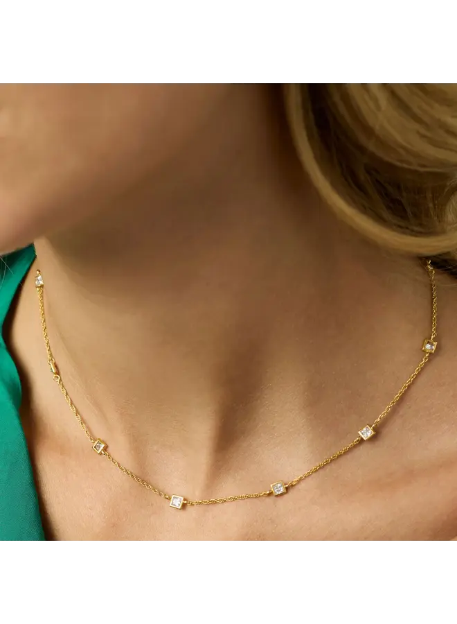 Jolie Delicate Station Necklace Cubic Zirconia