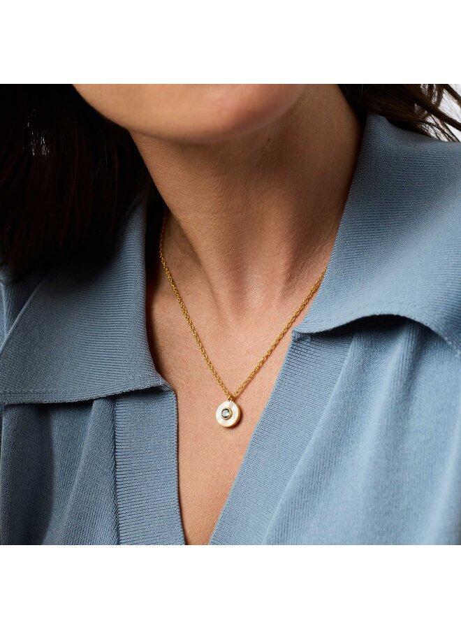 Colette Circle Delicate Necklace Chalcedony Blue