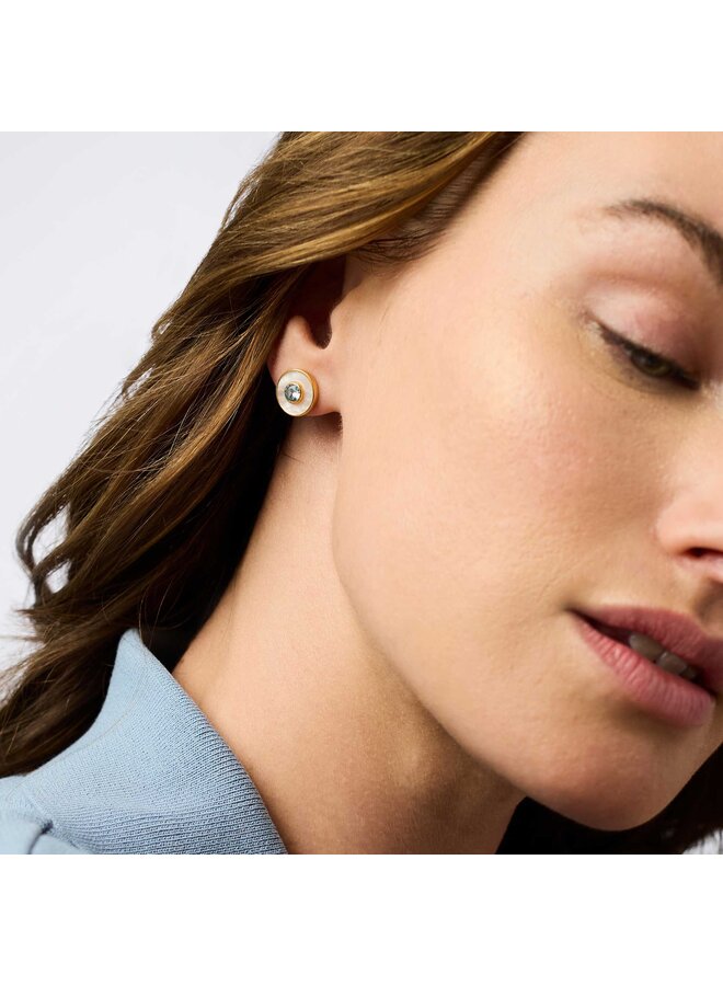 Colette Circle Stud Chalcedony Blue