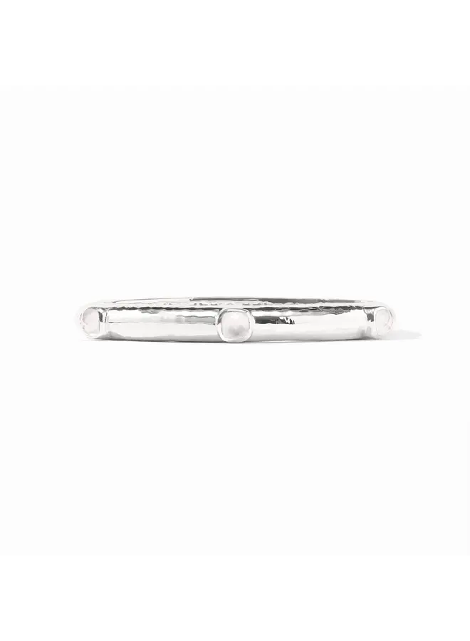 Catalina Hinge Bangle Iridescent Clear Crystal Silver