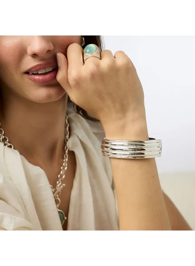 Havana Statement Hinge Bangle Silver