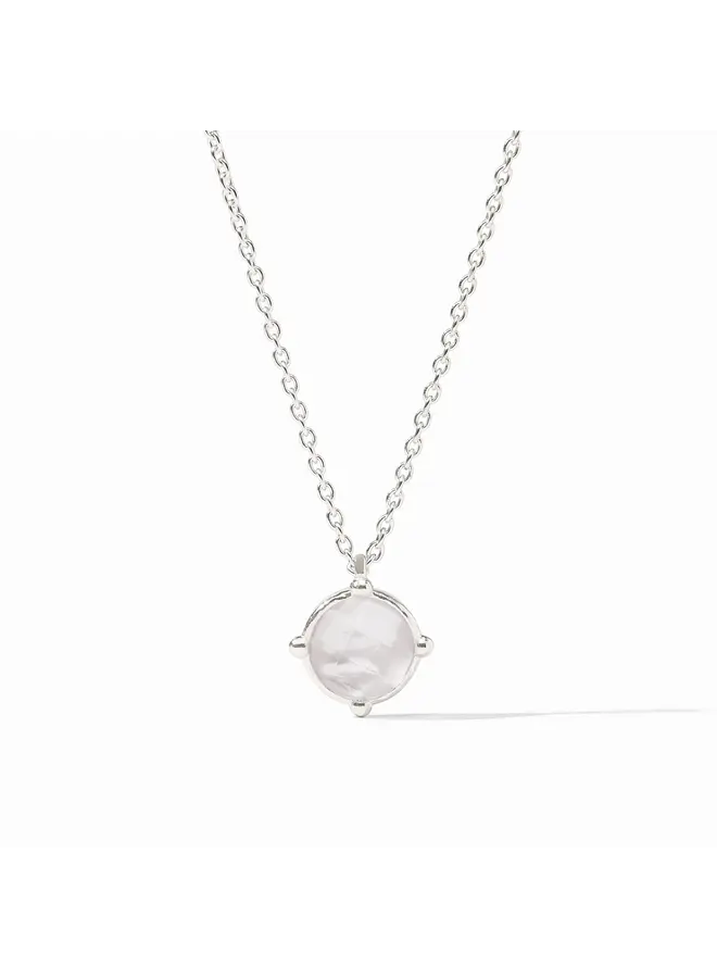 Honeybee Solitaire Necklace Iridescent Clear Crystal Silver