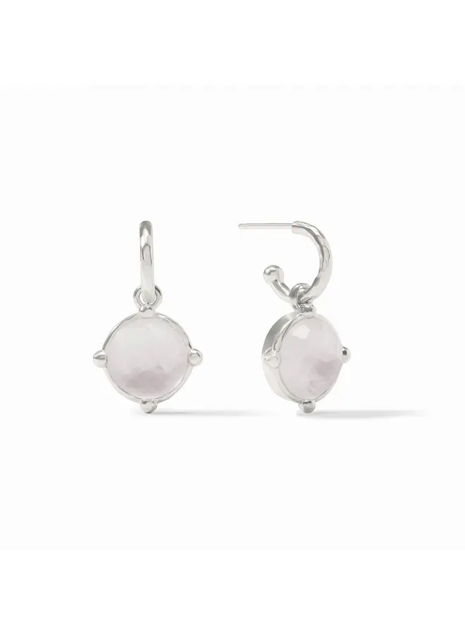 Honeybee Hoop & Charm Earring Iridescent Clear Crystal Silver