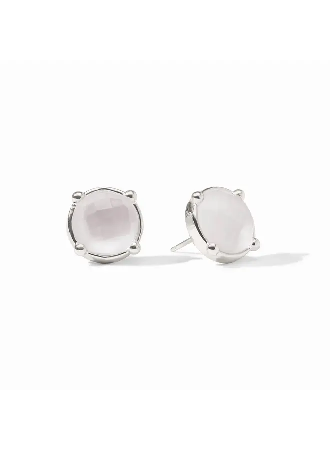 Honey Stud Iridescent Clear Crystal Silver