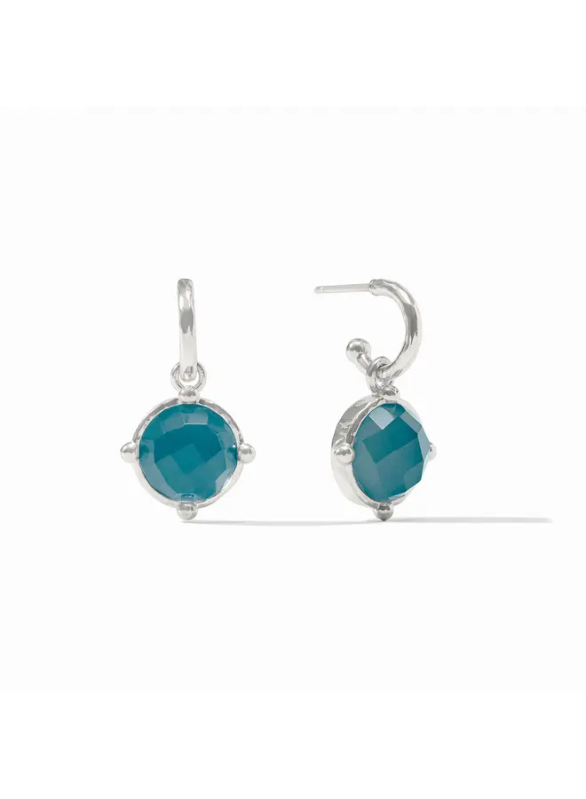 Honeybee Hoop & Charm Earring Iridescent Montana Blue Silver