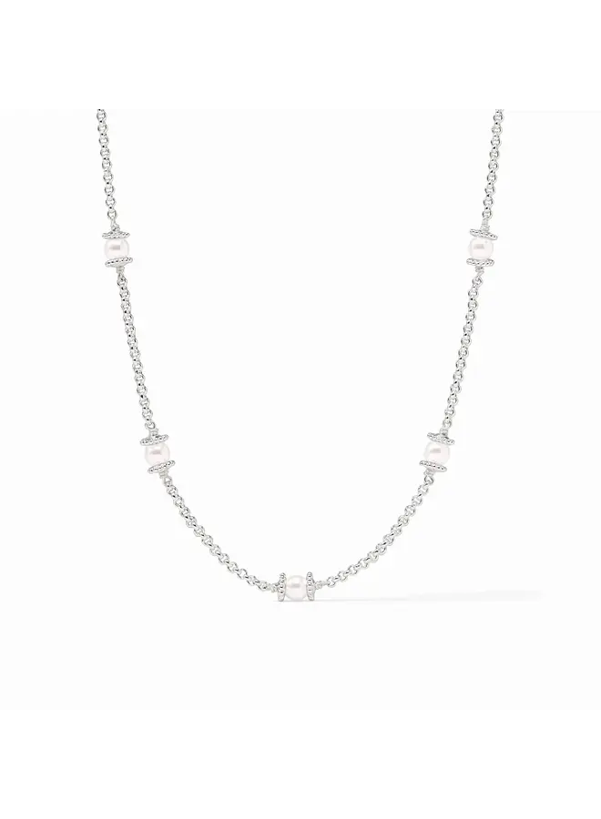 Hydra Delicate Station Necklace Pearl Silver