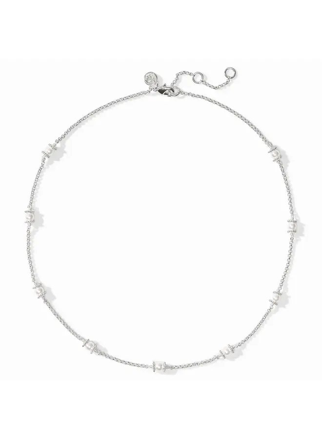 Hydra Delicate Station Necklace Pearl Silver
