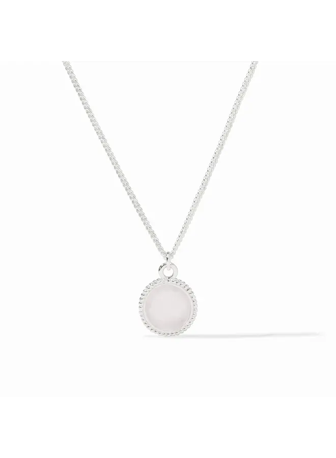 Fleur de Lis Solitaire Necklace Iridescent Clear Crystal Silver