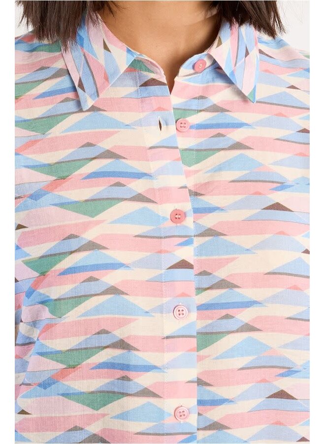 Sleeveless Blouse with Geometric Print Multi