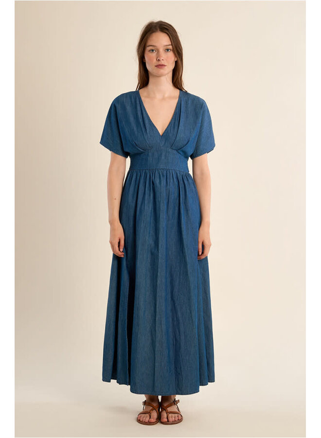 Long Lyocell Dress Dark Blue
