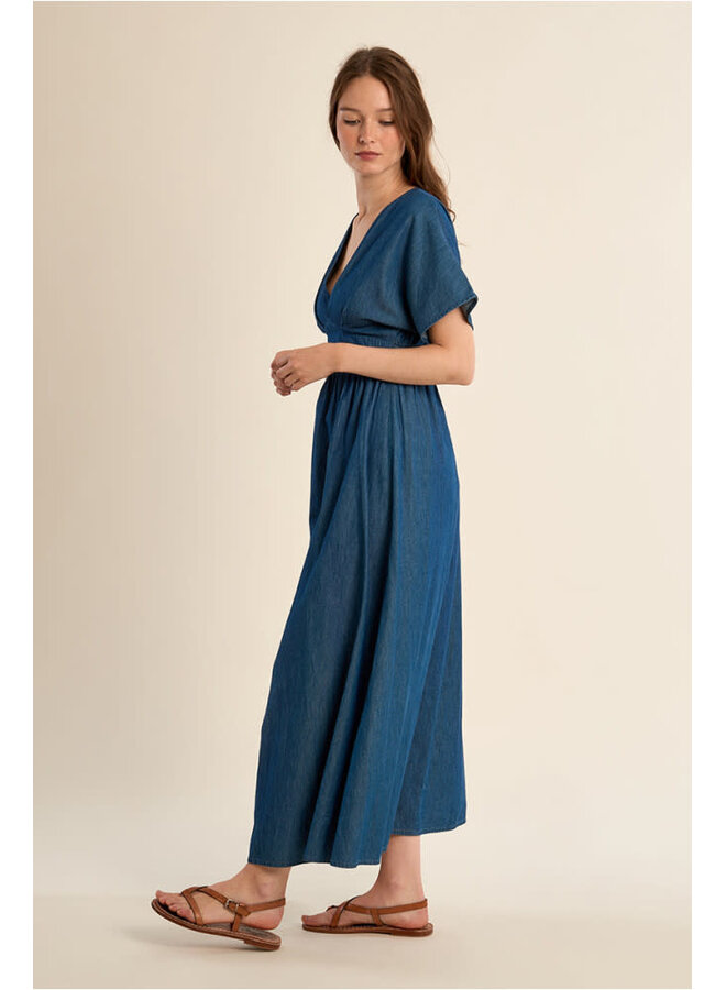 Long Lyocell Dress Dark Blue