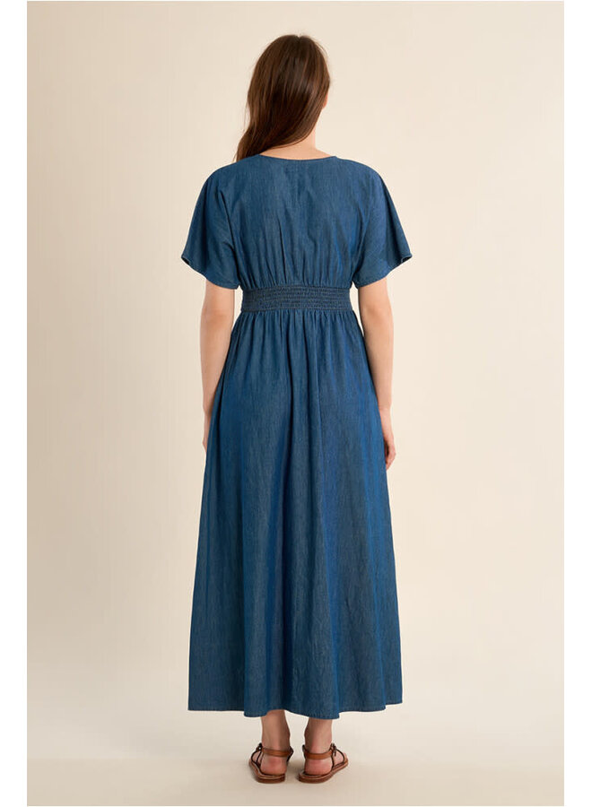 Long Lyocell Dress Dark Blue