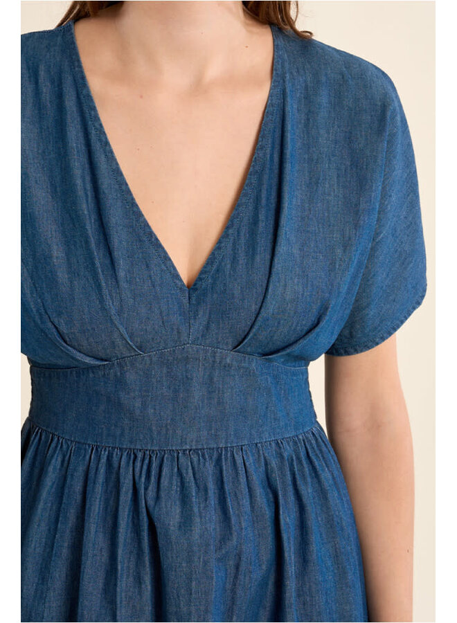 Long Lyocell Dress Dark Blue