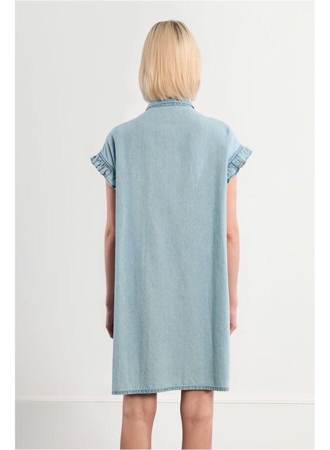 Cotton Smocked Dress Denim Blue