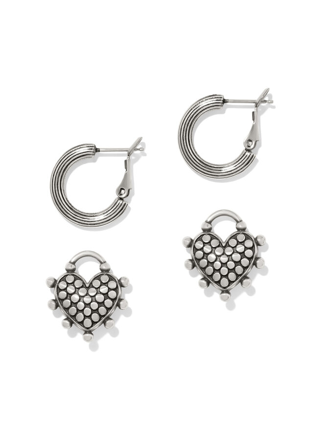 Pebble Sweet Hearts Reversible Charm Hoop Earrings
