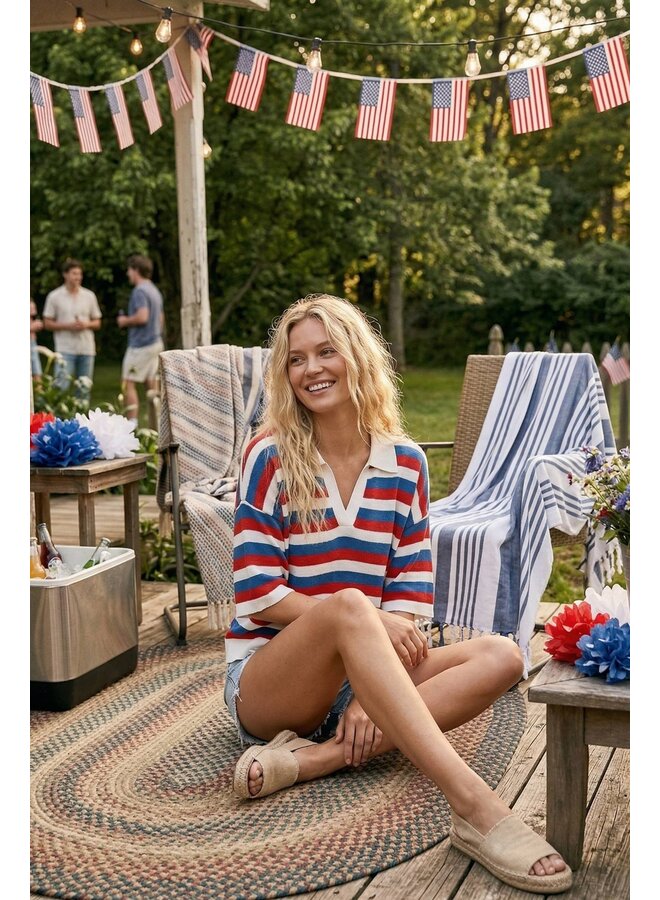 Americana Striped Lightweight Sweater Top