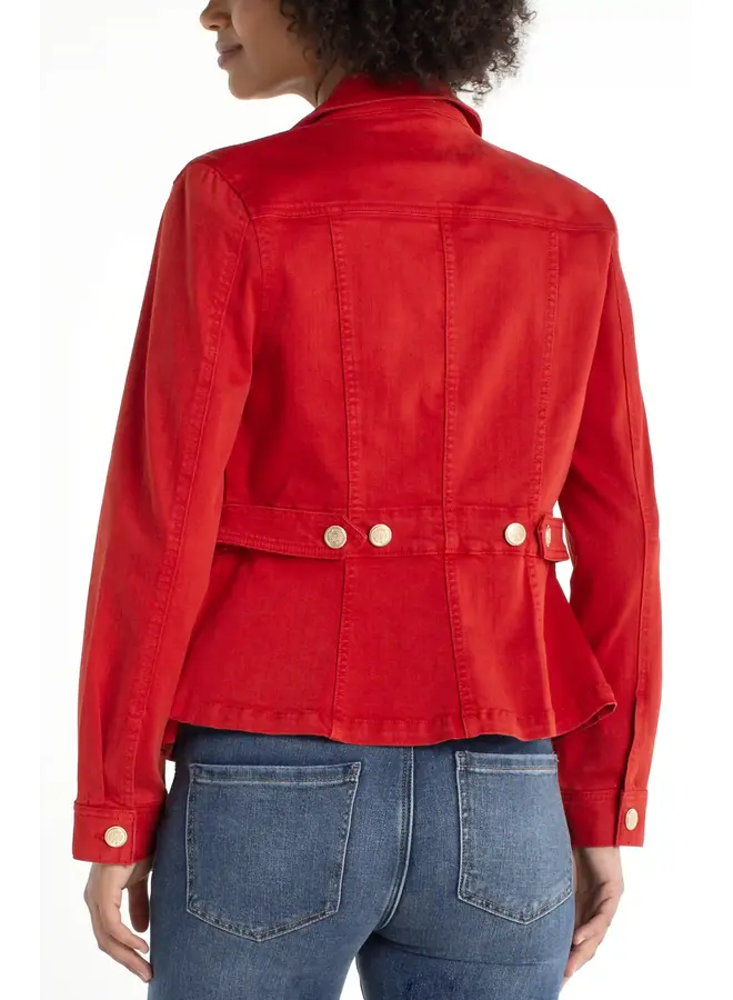Peplum Jacket with Gold Buttons Fire Brick Red