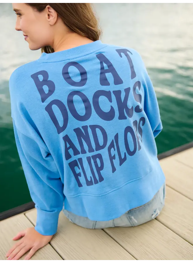 Boat Docks and Flip Flops Relaxed Sweatshirt Blue