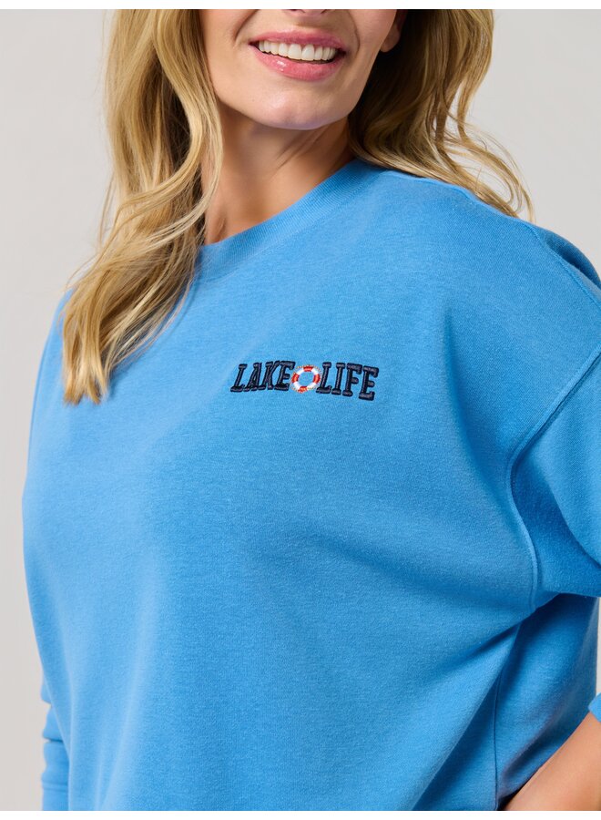 Boat Docks and Flip Flops Relaxed Sweatshirt Blue