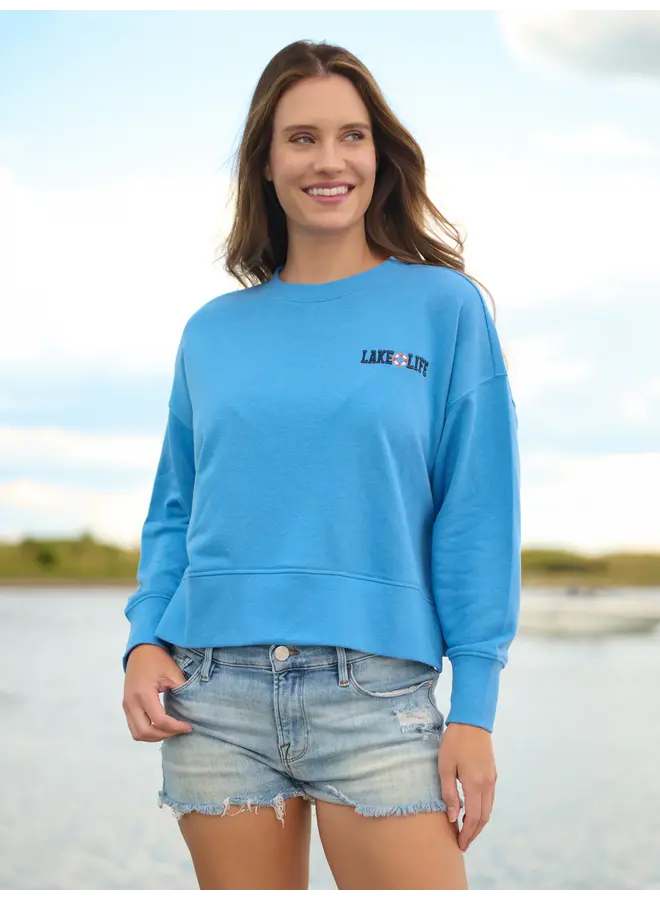 Boat Docks and Flip Flops Relaxed Sweatshirt Blue