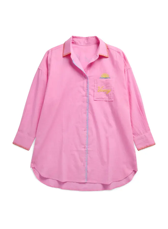 Vacay/Out Of Office Cover Up Shirt Pink